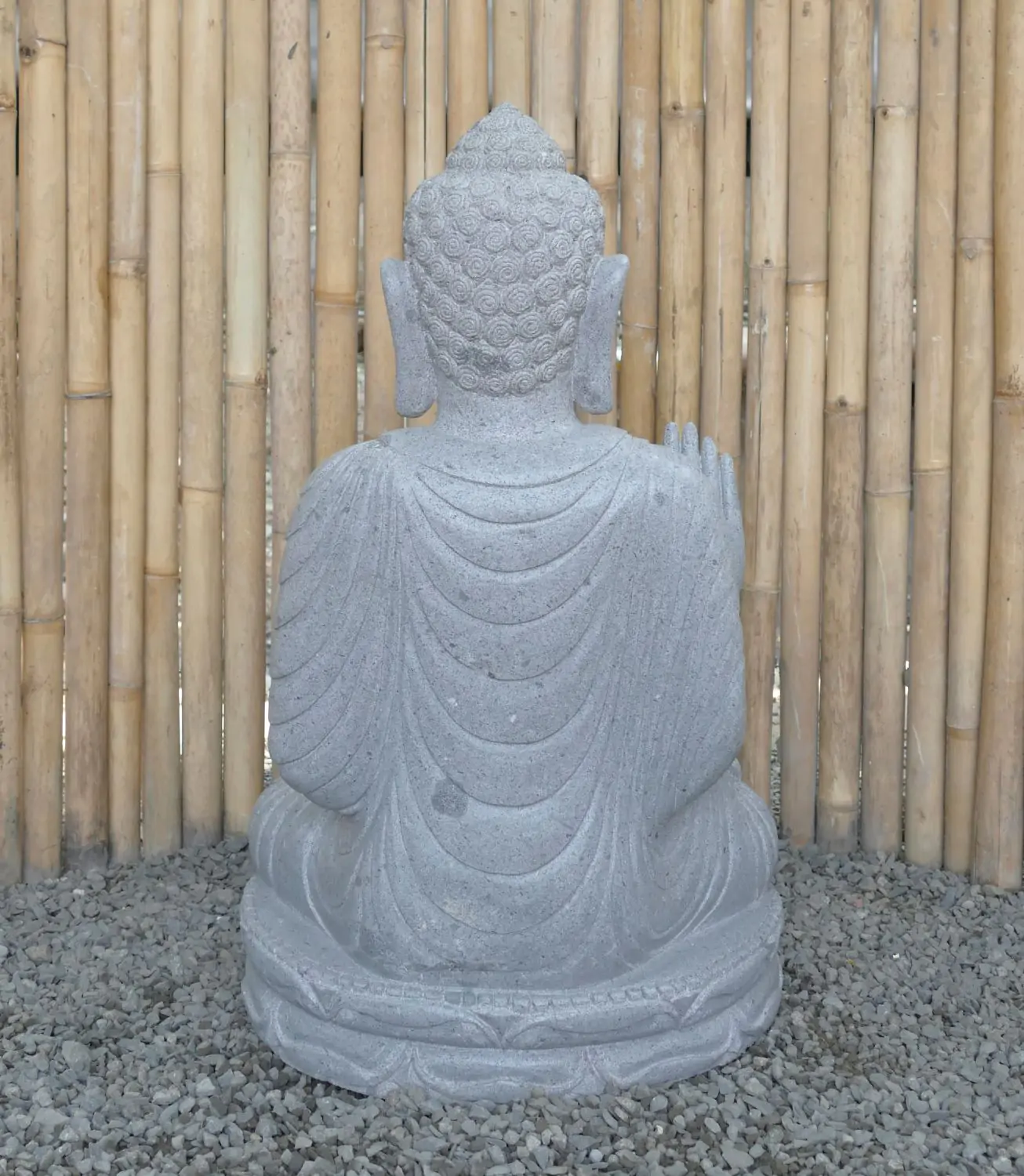  Product image 7 of the product “Seated Buddha made of Riverstone in Abhaya Position - gesture of fearlessness, H. 82cm. ”